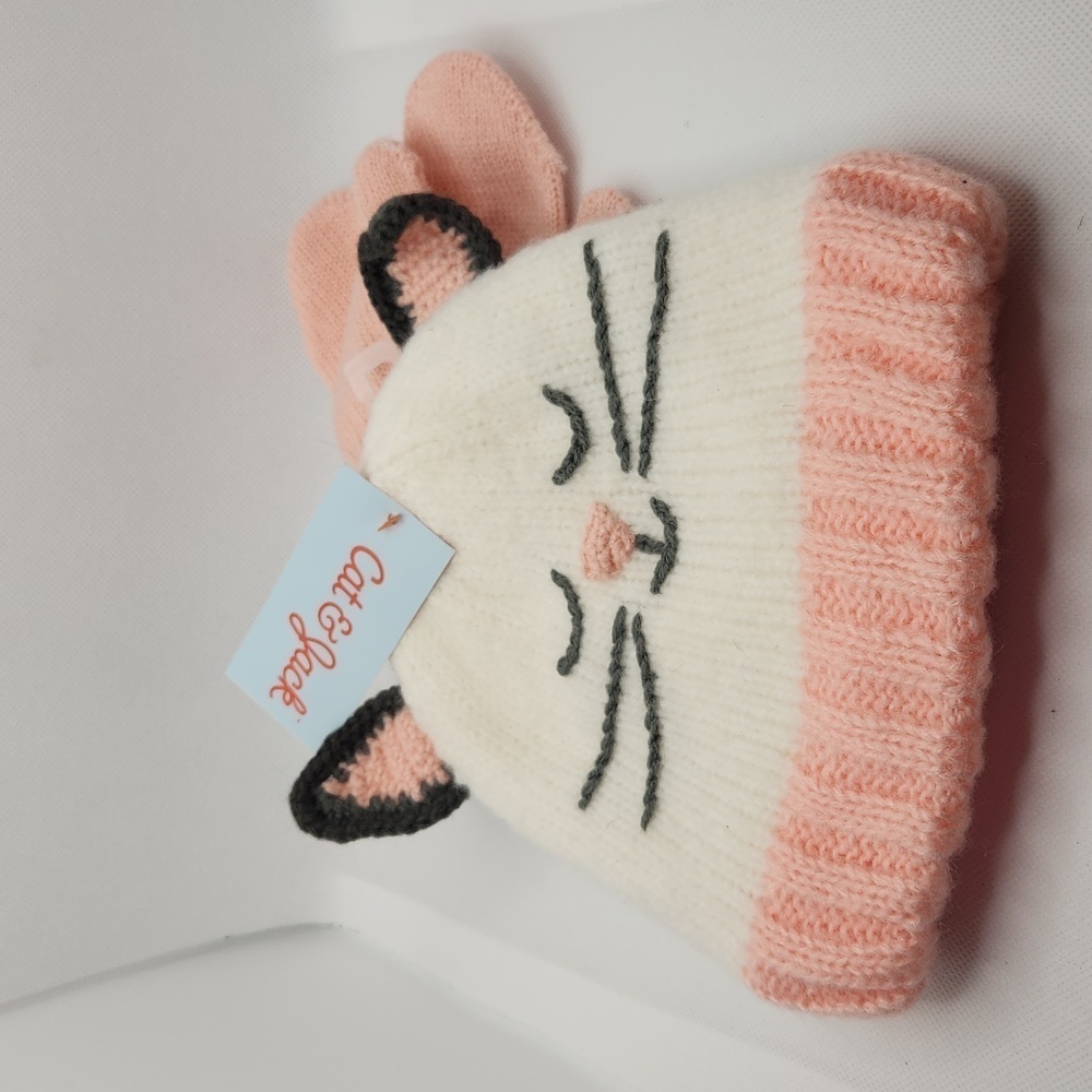 Cat & Jack Kitty Cat Hat and Mittens 12-24M NWT